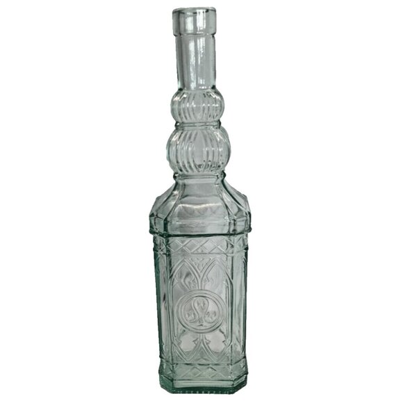 Vintage Old Green Glass Coloured Bottle Gothic Arches Decanter Apothecary - Picture 4 of 7
